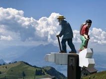 Road sign of Mount Rigi stock photo Road sign of Mount Rigi stock photo